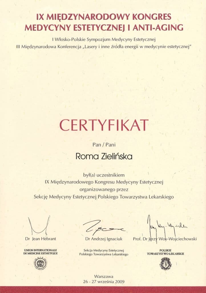 certyfikat uczestnictwa w kongresie